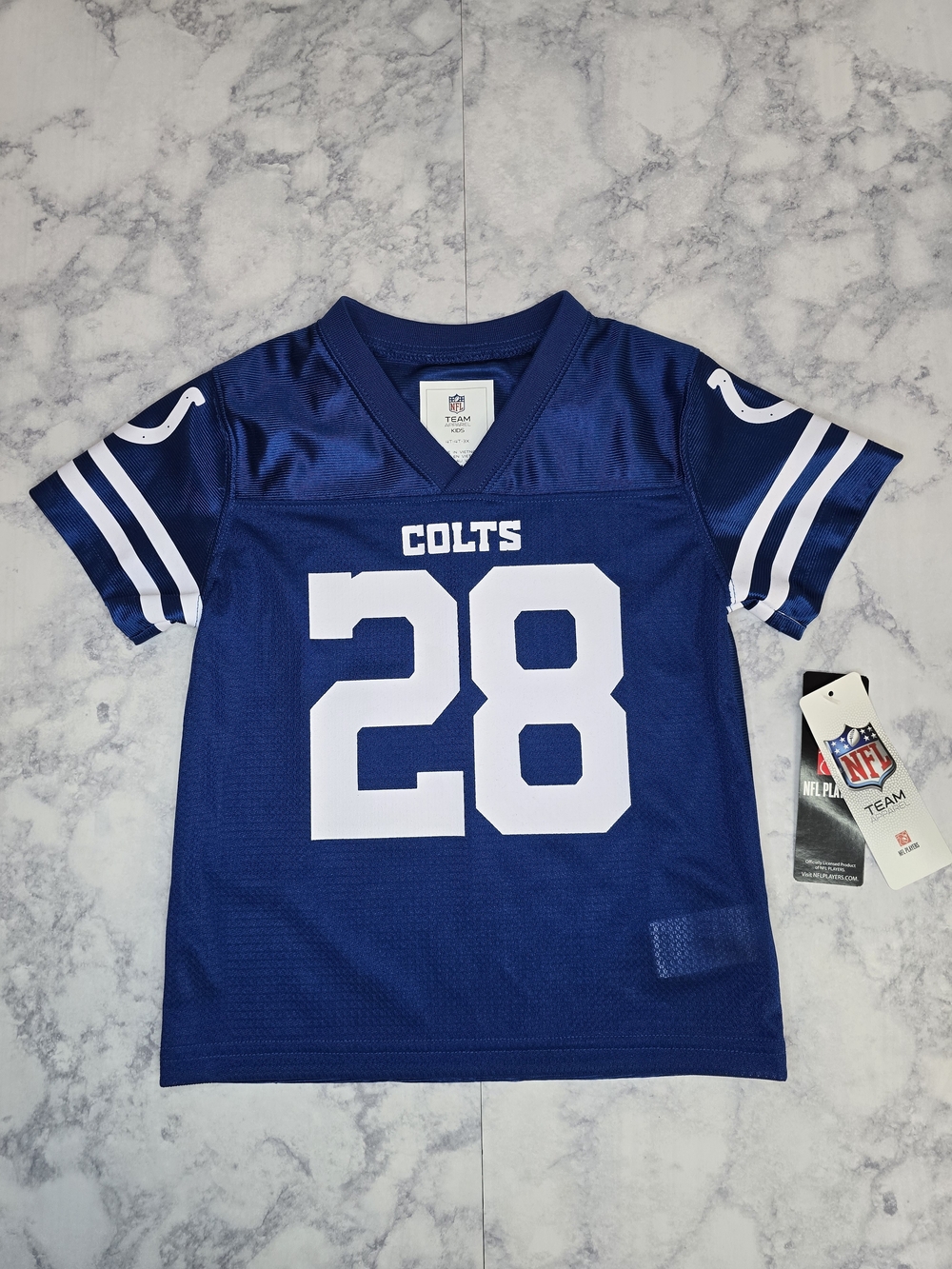 NFL Colts Youth #28 Jersey in Royal Blue and White 4T Jonathan Taylor